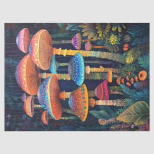 Luminescent Mushrooms Colorful Jungle Decoupage Tissue Paper