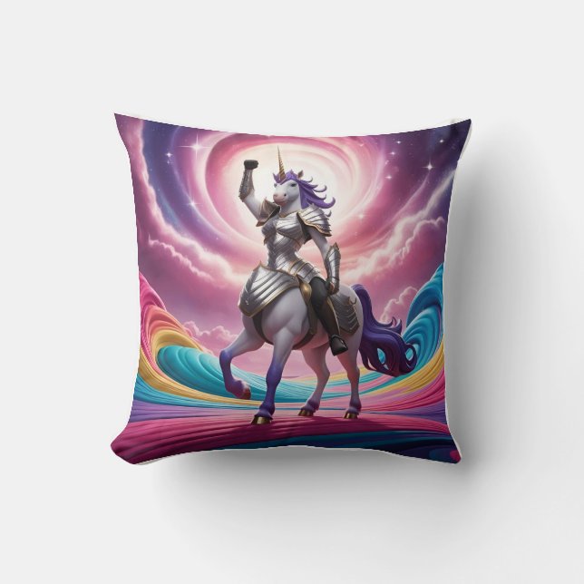 Luminescent Spectrum Unicorn Sovereign Throw Pillow (Front)