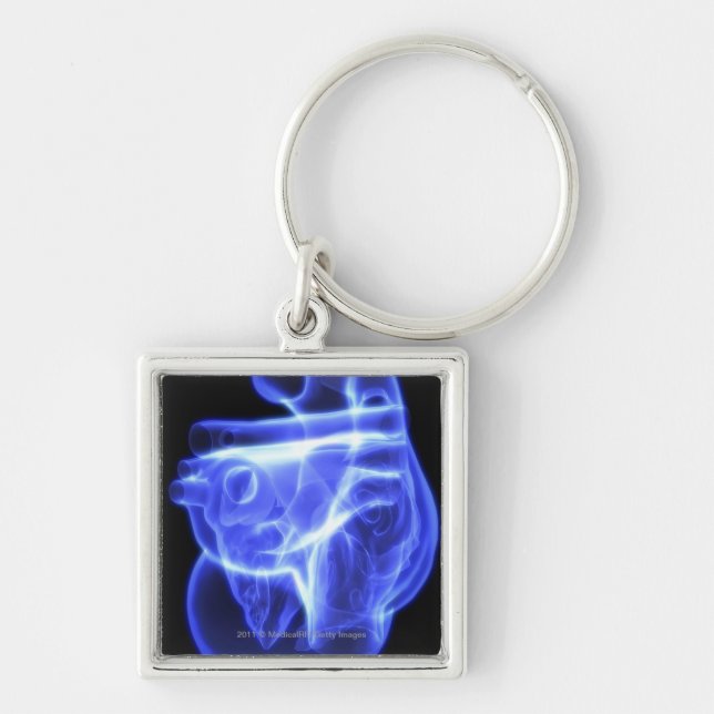 Luminescent view of the human heart keychain (Front)