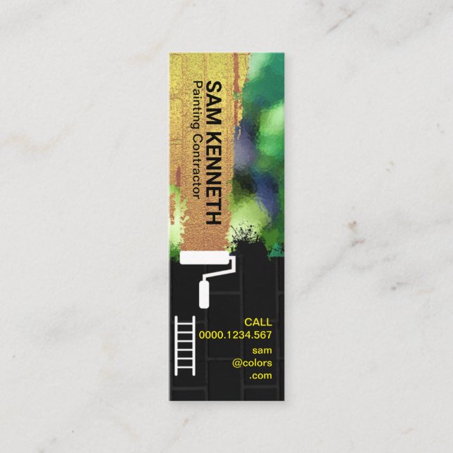 Luminescent Wall Grunge Gold Paint Mini Business Card (Front)