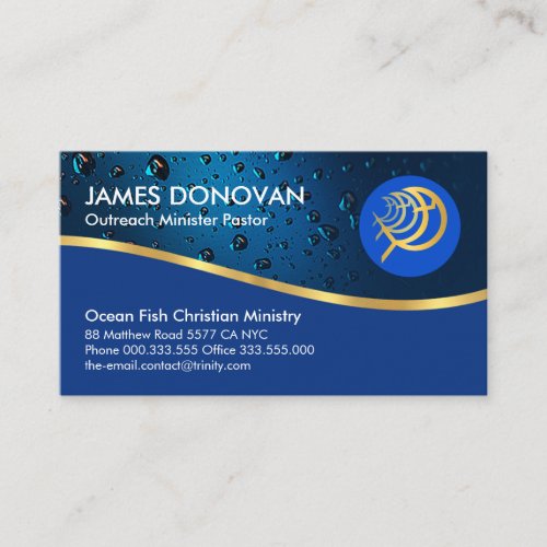 Luminescent Water Drops Fishing Pastor Business Card