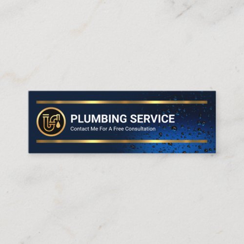 Luminescent Water Drops Gold Lines Plumbing Mini Business Card