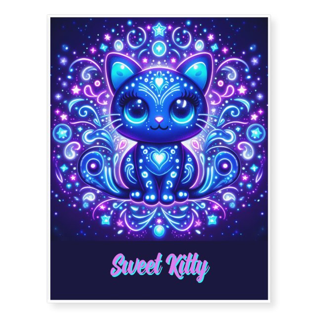 Luminesent Kitty Temporary Tattoos (Front)