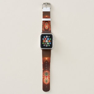 Luminous abstract modern orange red Fractal Apple Watch Band