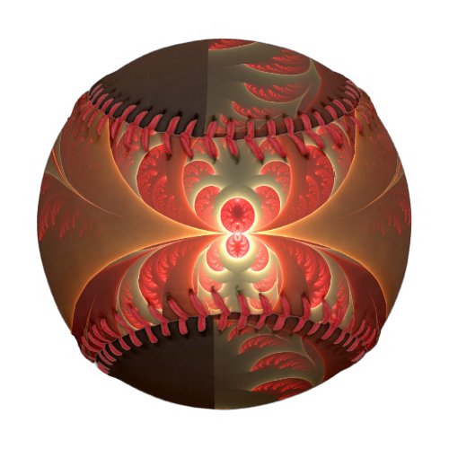 Luminous Abstract Modern Orange Red Fractal Baseball