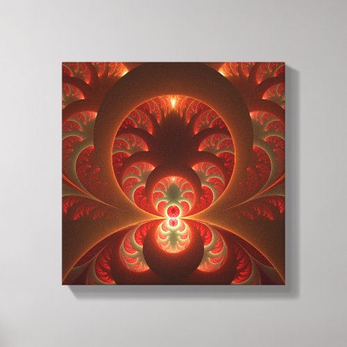 Luminous Abstract Modern Orange Red Fractal Canvas Print