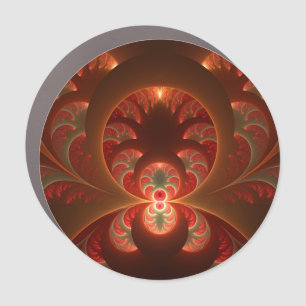 Luminous Abstract Modern Orange Red Fractal Car Magnet