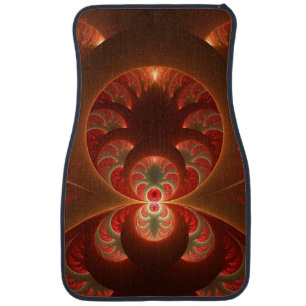 Luminous abstract modern orange red Fractal Car Mat