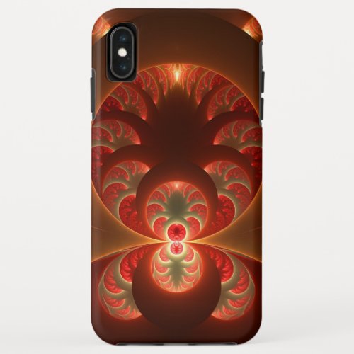 Luminous abstract modern orange red Fractal iPhone XS Max Case