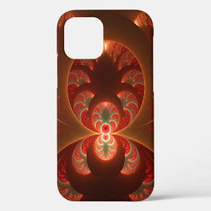 Luminous Abstract Modern Orange Red Fractal iPhone 12 Pro Case