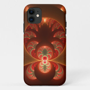 Luminous abstract modern orange red Fractal iPhone 11 Case