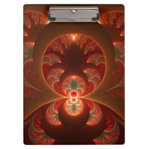 Luminous abstract modern orange red Fractal Clipboard