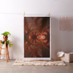 Luminous Abstract Modern Orange Red Fractal Fabric