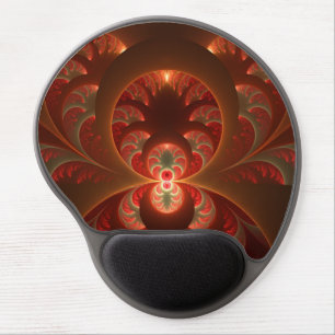 Luminous abstract modern orange red Fractal Gel Mouse Pad