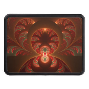 Luminous abstract modern orange red Fractal Hitch Cover