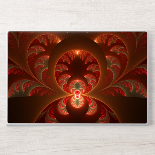 Luminous abstract modern orange red Fractal HP Laptop Skin
