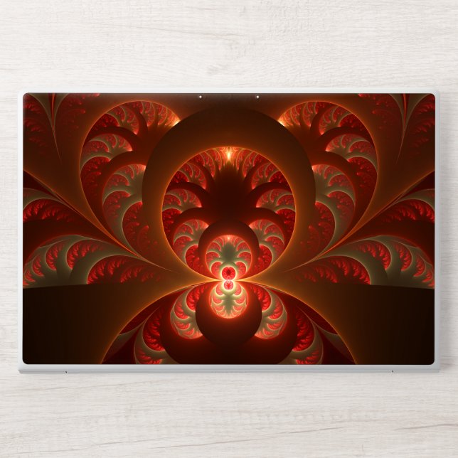 Luminous abstract modern orange red Fractal HP Laptop Skin (Front)