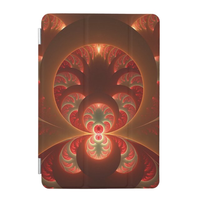 Luminous abstract modern orange red Fractal iPad Mini Cover (Front)