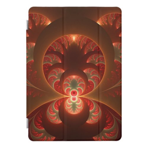 Luminous Abstract Modern Orange Red Fractal iPad Pro Cover