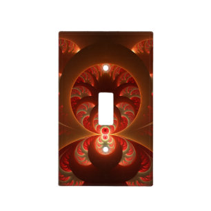 Luminous abstract modern orange red Fractal Light Switch Cover