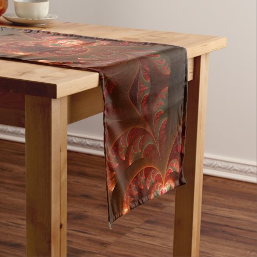 Luminous abstract modern orange red Fractal Long Table Runner