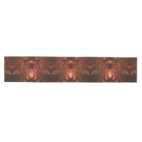 Luminous abstract modern orange red Fractal Medium Table Runner