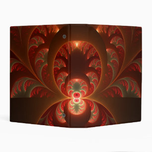 Luminous abstract modern orange red Fractal Mini Binder