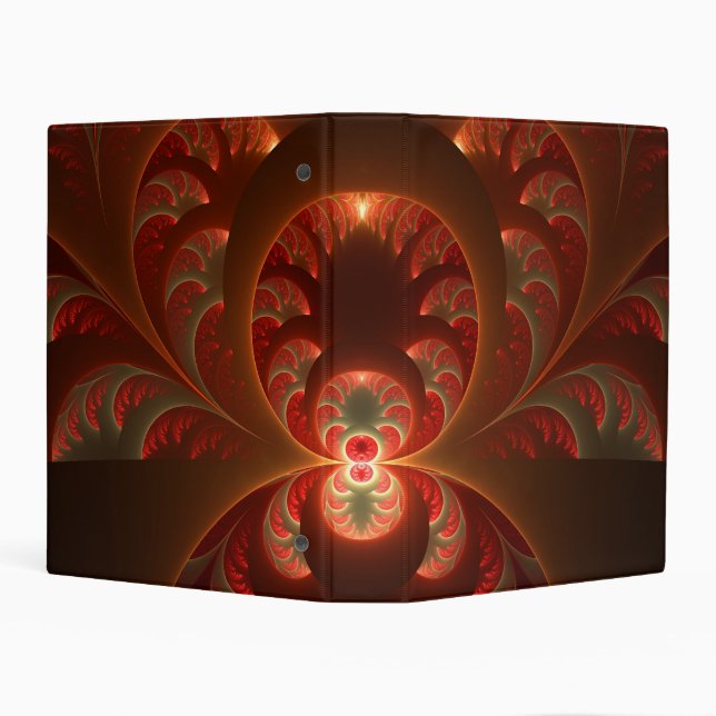Luminous abstract modern orange red Fractal Mini Binder (Background)