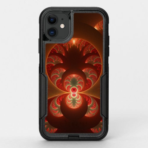 Luminous Abstract Modern Orange Red Fractal OtterBox Commuter iPhone 11 Case