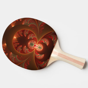 Luminous abstract modern orange red Fractal Ping-Pong Paddle