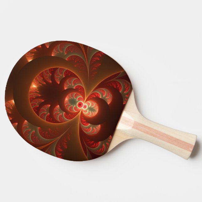 Luminous abstract modern orange red Fractal Ping-Pong Paddle (Side)