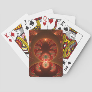 Luminous abstract modern orange red Fractal Poker Cards