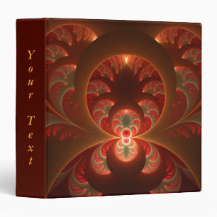 Luminous abstract modern orange red Fractal Text 3 Ring Binder
