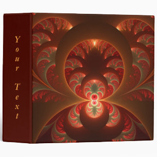 Luminous abstract modern orange red Fractal Text 3 Ring Binder