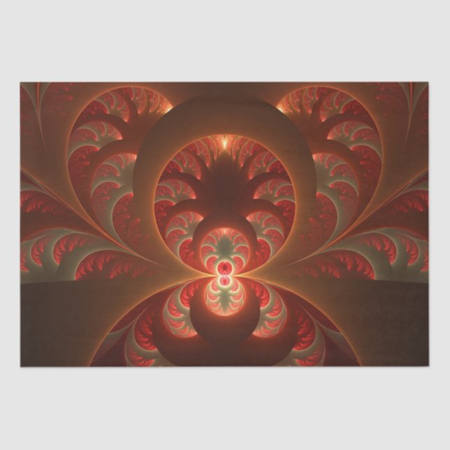 Luminous abstract modern orange red Fractal Tissue Paper (Front)