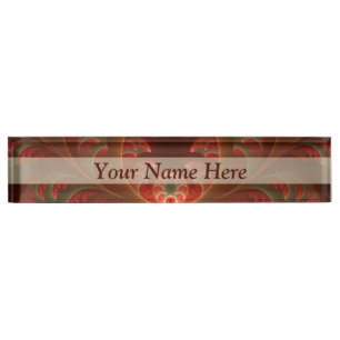 Luminous abstract modern orange red Fractal Title Desk Name Plate
