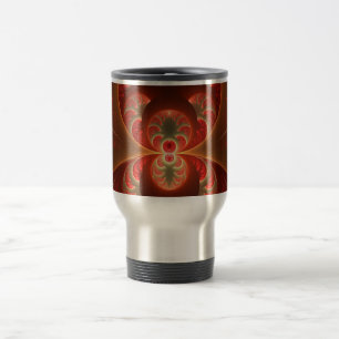 Luminous abstract modern orange red Fractal Travel Mug