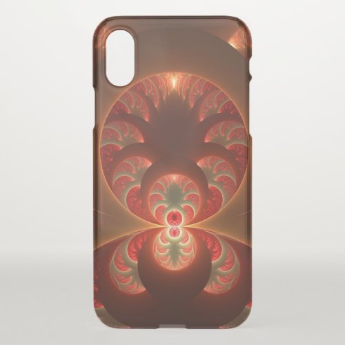 Luminous abstract modern orange red Fractal iPhone X Case