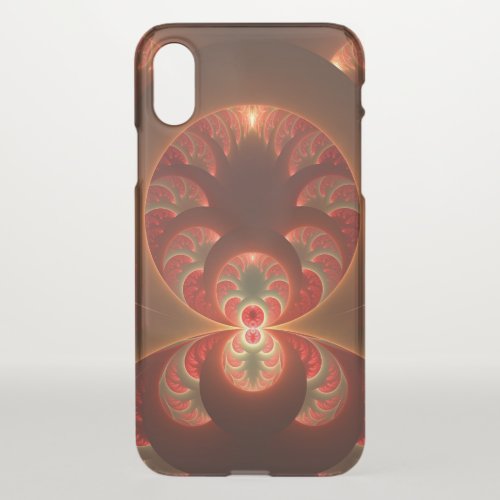 Luminous abstract modern orange red Fractal iPhone XS Case