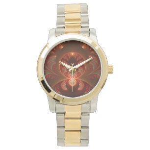 Luminous abstract modern orange red Fractal Watch