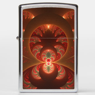 Luminous abstract modern orange red Fractal Zippo Lighter