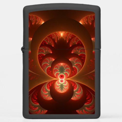 Luminous abstract modern orange red Fractal Zippo Lighter