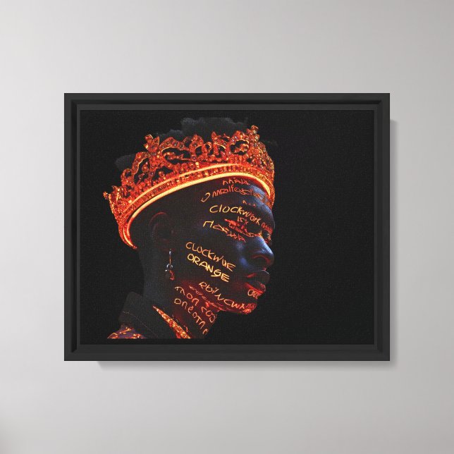 Luminous Afro-Futuristic King with Golden Crown Canvas Print (Front)