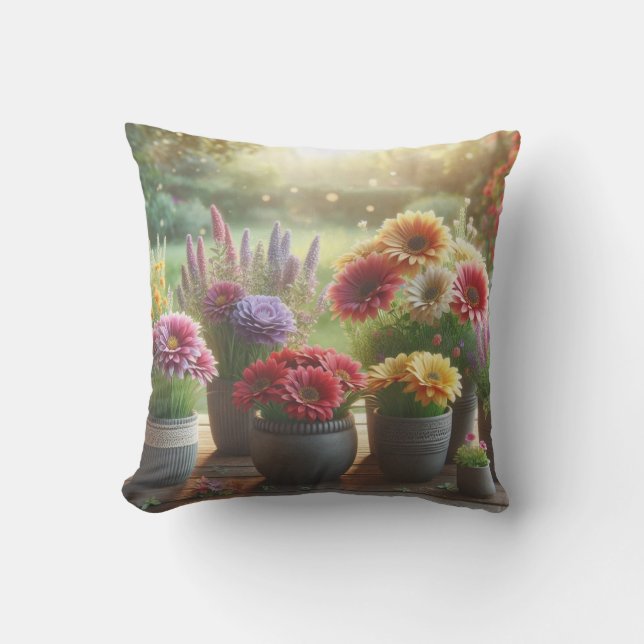 Luminous Bloom Throw Pillow (Front)