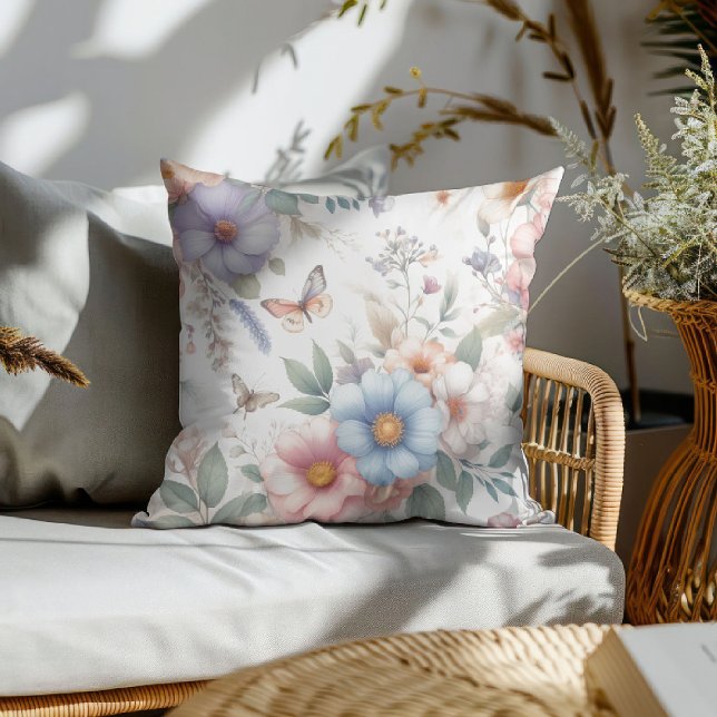 Luminous Blossoms & Butterflies 🌼 Throw Pillow (Creator Uploaded)