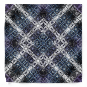 Luminous Blue and White Geometric Lattice Bandana