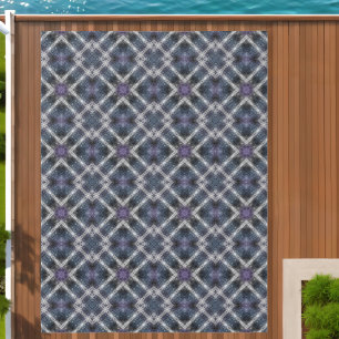 Luminous Blue and White Geometric Lattice Outdoor Rug