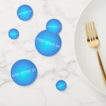 Luminous Blue Confetti<br><div class="desc">Pack of 60 small,  medium and larges pieces of confetti with an image,  on both sides,  of a luminous blue orb and optional holiday sentiment. See matching round sticker and wrapping paper. See the entire Hanukkah Confetti collection under the HOME category in the HOLIDAYS section.</div>