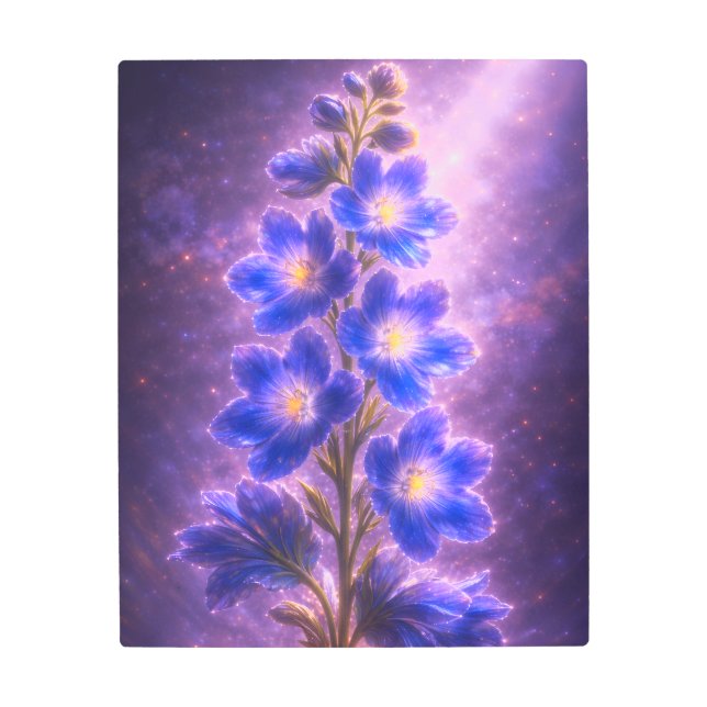 Luminous Blue Delphinium Metal Wall Art Celestial (Front)