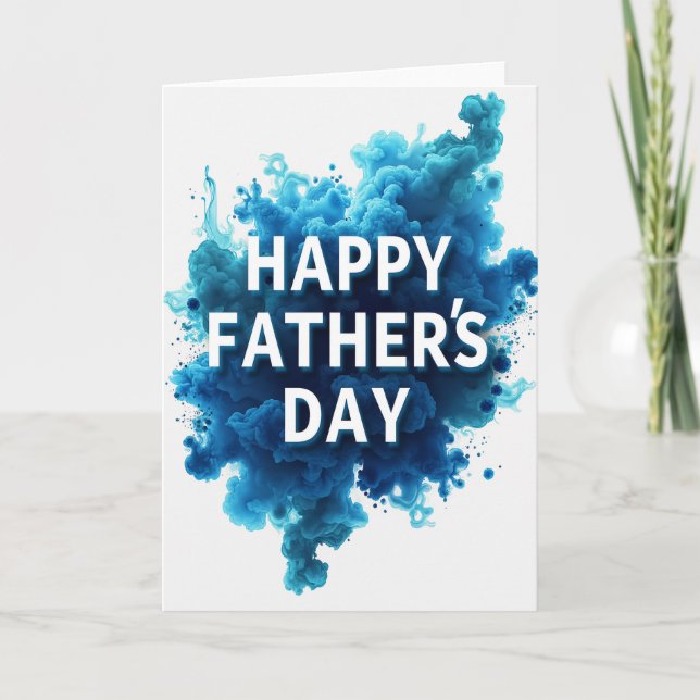 Luminous Blue Fathers Day Burst Card (Front)